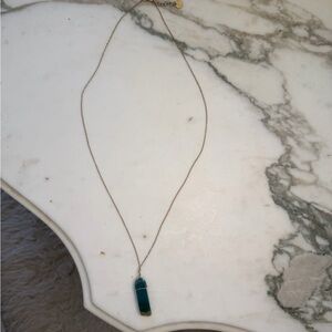 Goldish Gold fill and Green Pendant Necklace